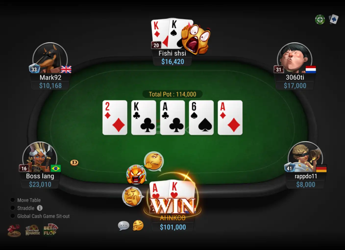 Texas Hold’em game at a GGNetwork poker table